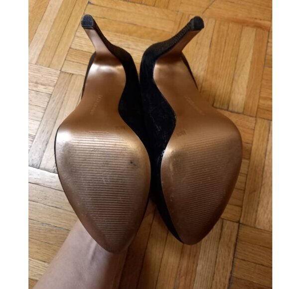 BCBGeneration Parade Platform Pump black leather stilettos, size 8 / 38 - Picture 4 of 15